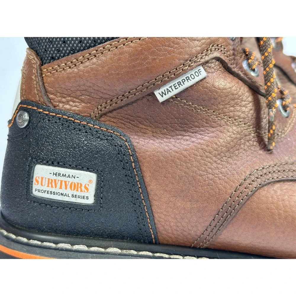 Herman Survivors Mens Brown Leather Steel Toe Work Boots ASTM F2413-18 10.5